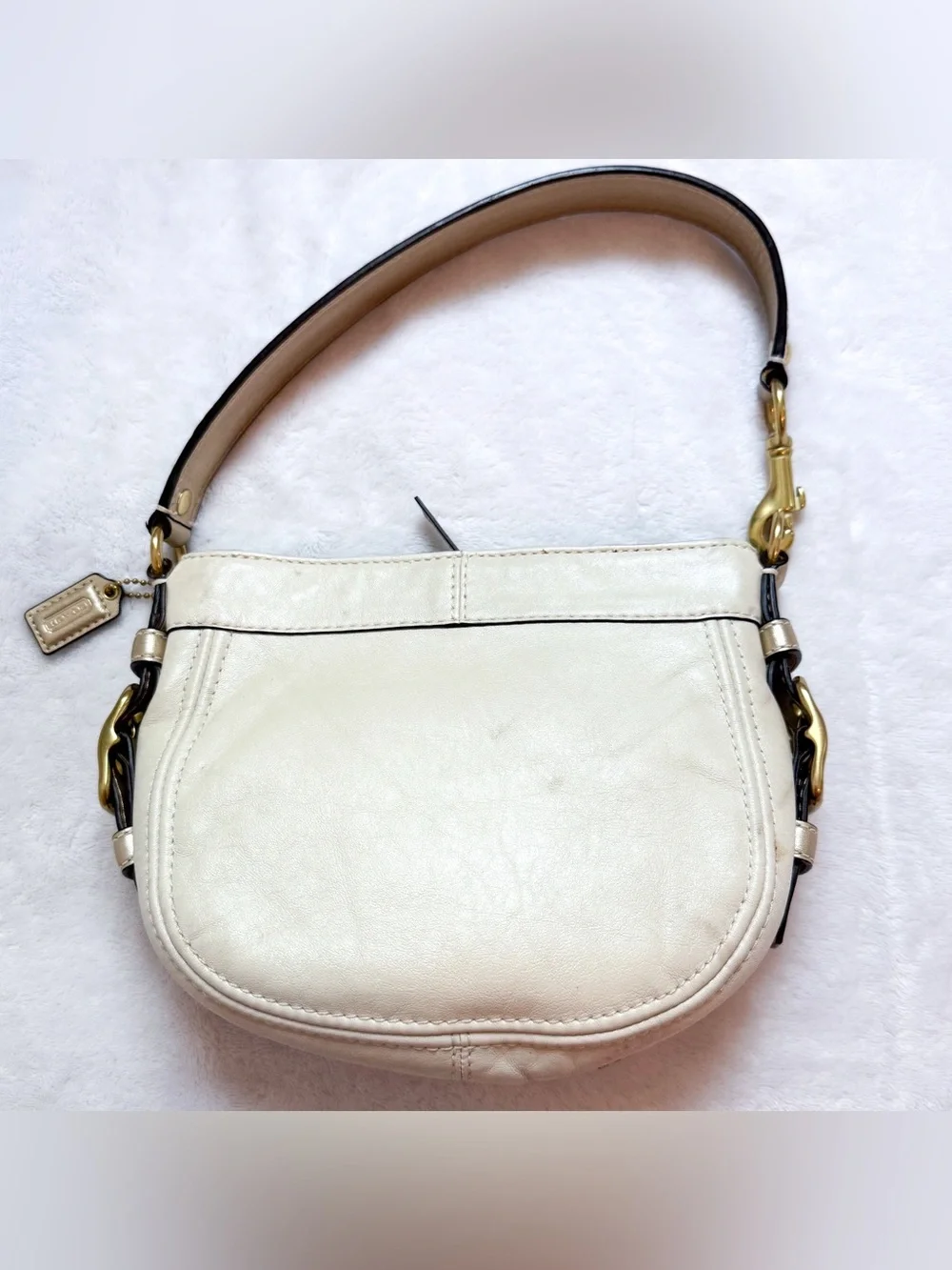 Coach Zoe Y2K White Pearl / Gold Leather Mini Hobo Shoulder Bag 2009 EUC 41864 - Picture 2 of 15